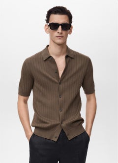 Mango Man Fine Rib-Knit  Regular Fit Polo  - Image 1