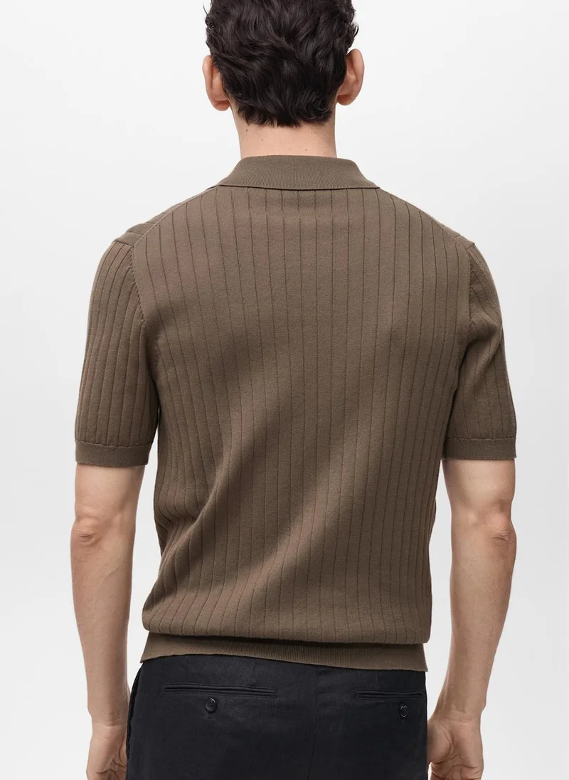 مانجو مان Fine Rib-Knit  Regular Fit Polo