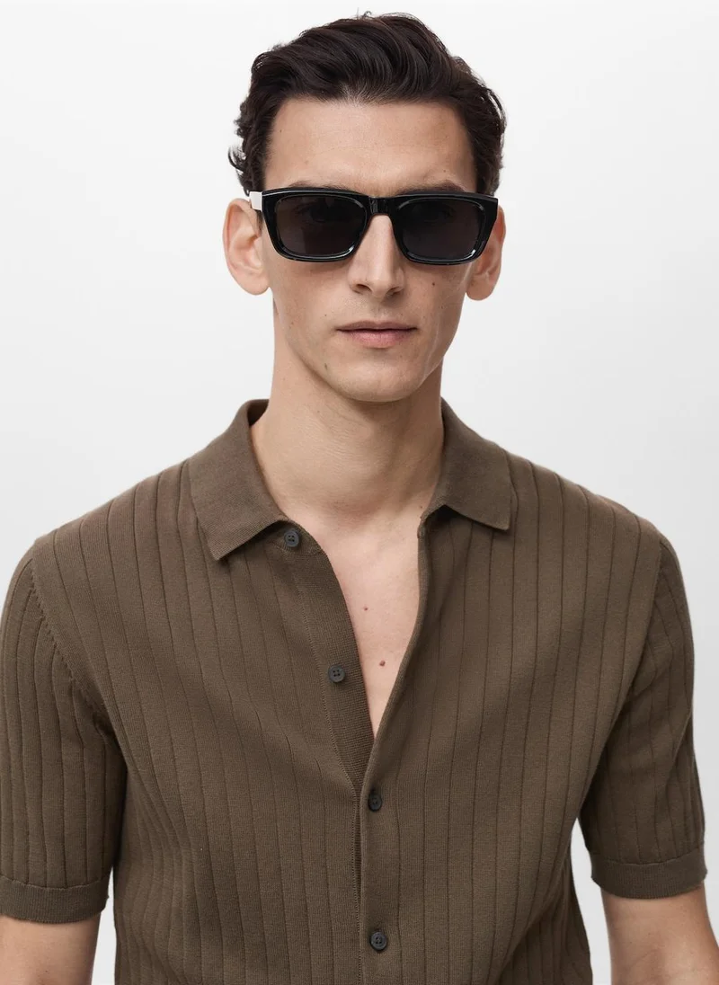 Mango Man Fine Rib-Knit  Regular Fit Polo