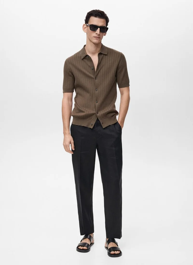 Mango Man Fine Rib-Knit  Regular Fit Polo