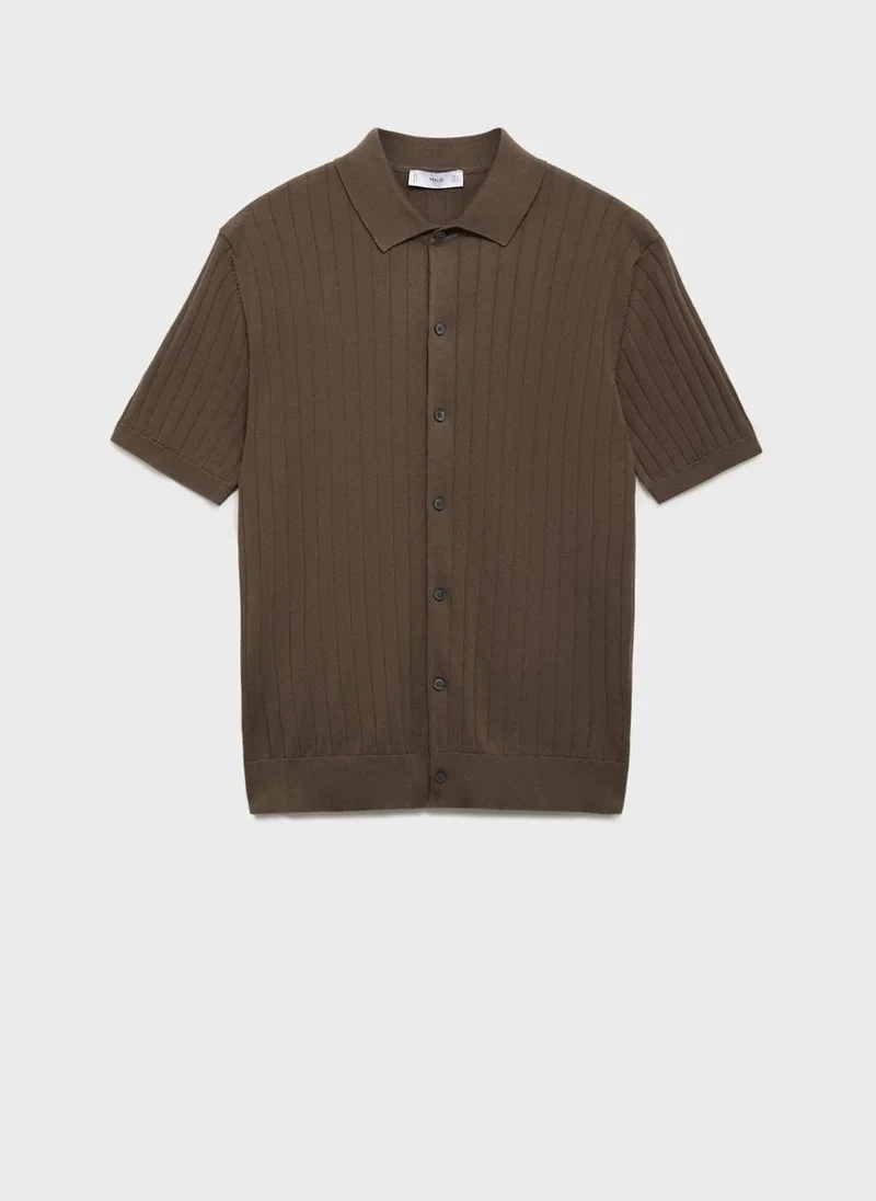 Mango Man Fine Rib-Knit  Regular Fit Polo