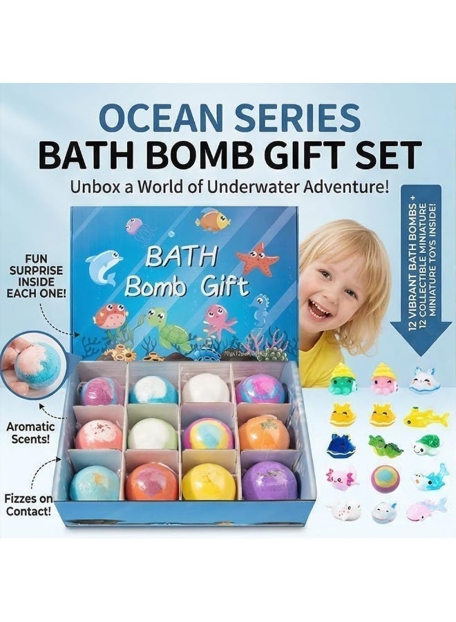 Surprise Toy Bath Bombs Gift Set | Natural Essential Oil Fizzing Bath Balls with Cute Toy Inside | Moisturizing SPA Bubble Bath for Kids & Adults - Image 2
