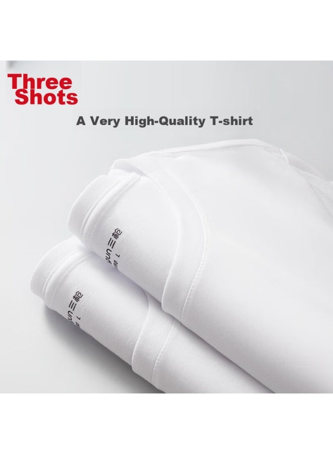 THREEGUN Sanqiang Men's T-shirt, Round Neck Short Sleeve Top, Versatile Casual Men's Undershirt - Image 4