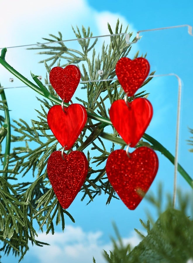 JSLOVFLO Heart Earrings Dangle Earrings Acrylic Cute Heart Shaped Earrings for Women Valentine's Day, Large, Acrylic, No Gemstone - Image 5