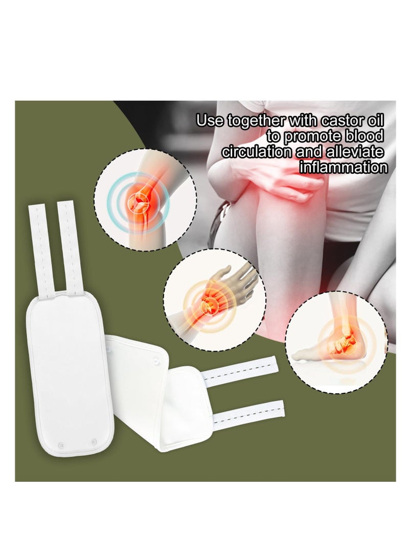 2pcs Castor Oil Pack Wrap, Reusable Castor Oil Pack Oil-Proof Castor Oil Pack Kit Castor Oil Compress Pads for Calf Knees Arms (White) - Image 3