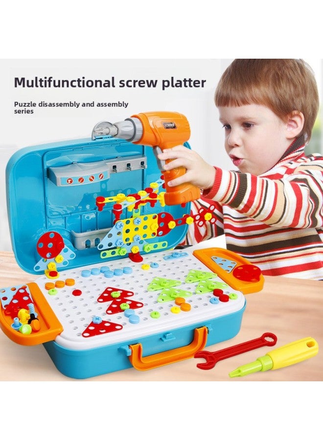 Children Twist Screws To Assemble Toy Toolbox Baby Hands-on Disassembly And Assembly Puzzle Boys Play House Toys-Color:【137 Pieces】 Storage Box 3D Stereo Plane (Including Electric Drill + Battery De - Image 2