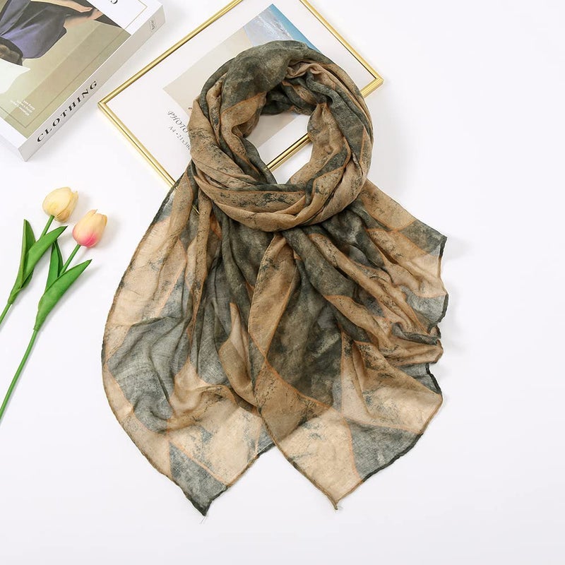 YOUR SMILE Ladies/Women's Lightweight Floral Print/Solid Color mixture Shawl Scarf For Spring Summer season (114) - Image 4