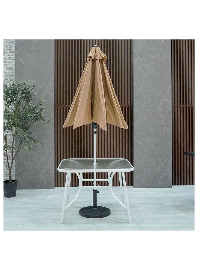 DANUBE HOME Eve 5 Pieces Outdoor Dining Set Water Resistant Garden Patio Dining Sets 4 Seater All Weather Steel Tempered Glass Patio Modern Outdoor Furniture Set For Lawn Garden Yard White - Image 1