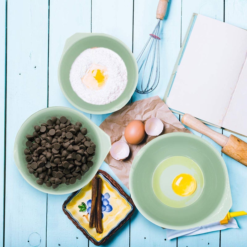 GLAD Mixing Bowls with Pour Spout, Set of 3 | Nesting Design Saves Space | Non-Slip, BPA Free, Dishwasher Safe Plastic | Kitchen Cooking and Baking Supplies, Sage Green - Image 2