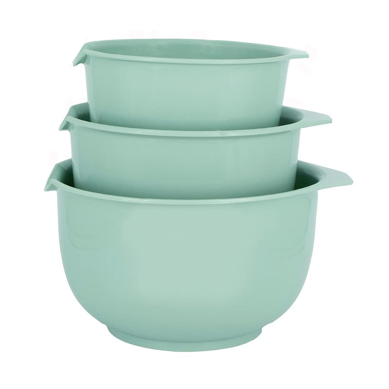 GLAD Mixing Bowls with Pour Spout, Set of 3 | Nesting Design Saves Space | Non-Slip, BPA Free, Dishwasher Safe Plastic | Kitchen Cooking and Baking Supplies, Sage Green - Image 1