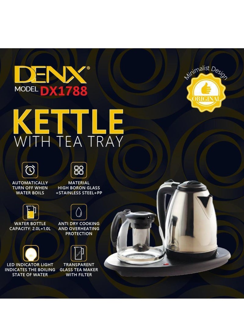 Kettle With Tea Tray, Electric Kettle With Tea Tray & Automatic Shut-Off Feature, Transparent Glass Tea Maker With Filter
