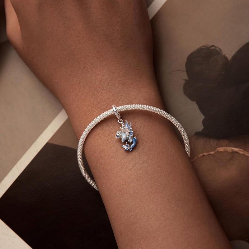 Excefore 925 Sterling Silver Dragon Charms, Fantasy Dinosaur Shape, Vintage Dragon Head, Diy Charm, Beads Bracelets, For Women Bracelets, Necklaces, Dragonfly Charms Jewelry Gift For Women - Image 4