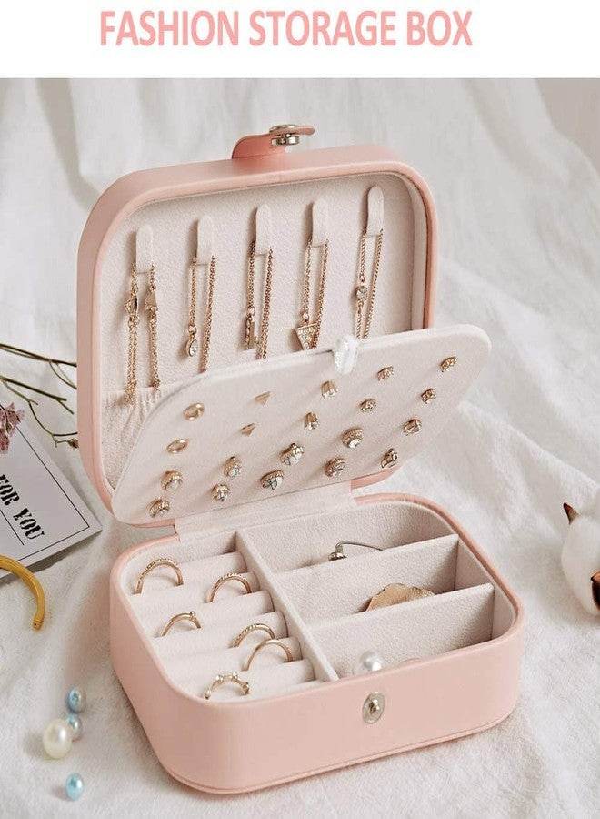Bluwings Jewelry Box, PU Leather Small Portable Travel Case, 2 Layers Organizer Display Storage Holder Box for Rings, Earrings, Necklaces, Bracelets (Pink - 1PCS) - Image 2