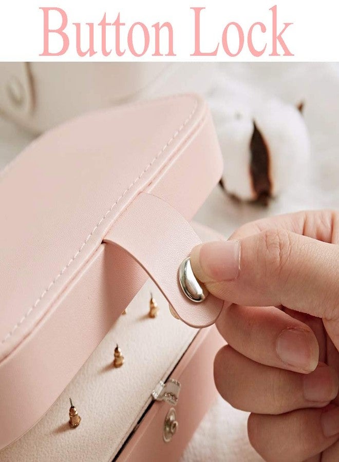 Bluwings Jewelry Box, PU Leather Small Portable Travel Case, 2 Layers Organizer Display Storage Holder Box for Rings, Earrings, Necklaces, Bracelets (Pink - 1PCS) - Image 4