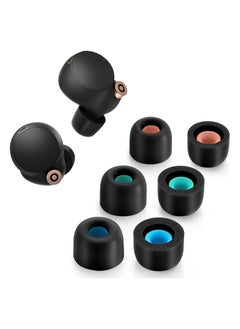 Memory Foam Tips for Sony WF-1000XM4 / WF-1000XM3, Anti-Slip Replacement Ear Tips for Sony True Wireless Earphones, Fit in The Charging Case, Perfect Noise Cancellation, 3 Pairs (Assorted Size, Black)