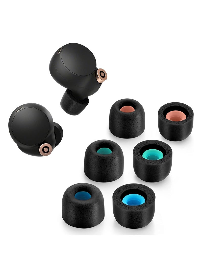 KASTWAVE - Memory Foam Tips for Sony WF-1000XM4 / WF-1000XM3, Anti-Slip Replacement Ear Tips for Sony True Wireless Earphones, Fit in The Charging Case, Perfect Noise Cancellation, 3 Pairs (Assorted Size, Black) - Image 1
