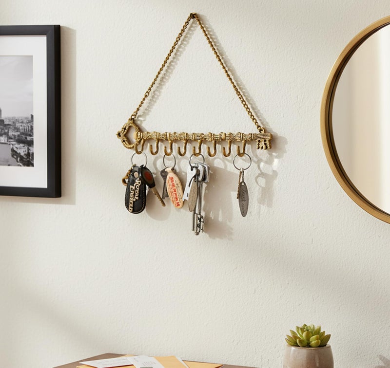 StonKraft Brass Key Holder, Wall Key Hook, 12" X 2", 500 Grams - Image 1