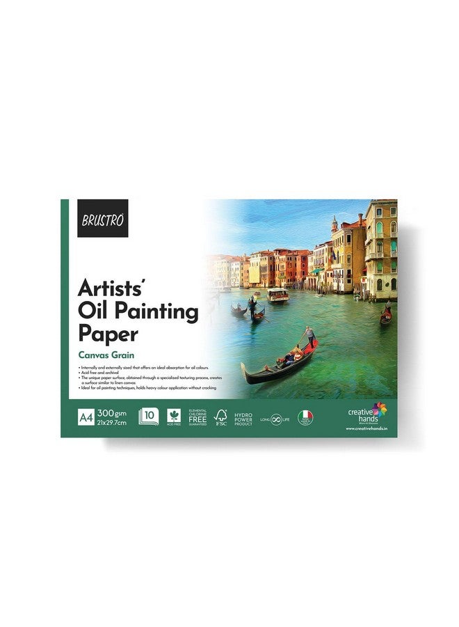 بروسترو لوحة ورقية لاصقة للوحات الزيتية من BRUSTRO Artists، 300 جرام لكل متر مربع، مقاس A4-10 أوراق - Image 1