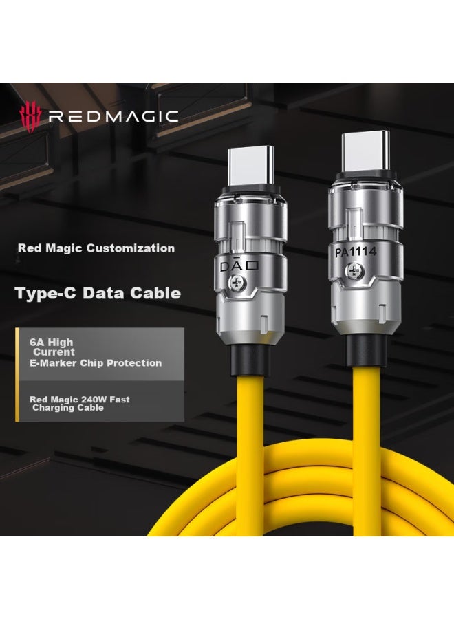 Nubia Red Devil Type-c Data Cable, Pd3.1 Fast Charging 240w Charging Cable, 6a Universal For Apple 15, Huawei Laptops, Macbook, Customized Cable, 1.5 Meters, Yellow - Image 1
