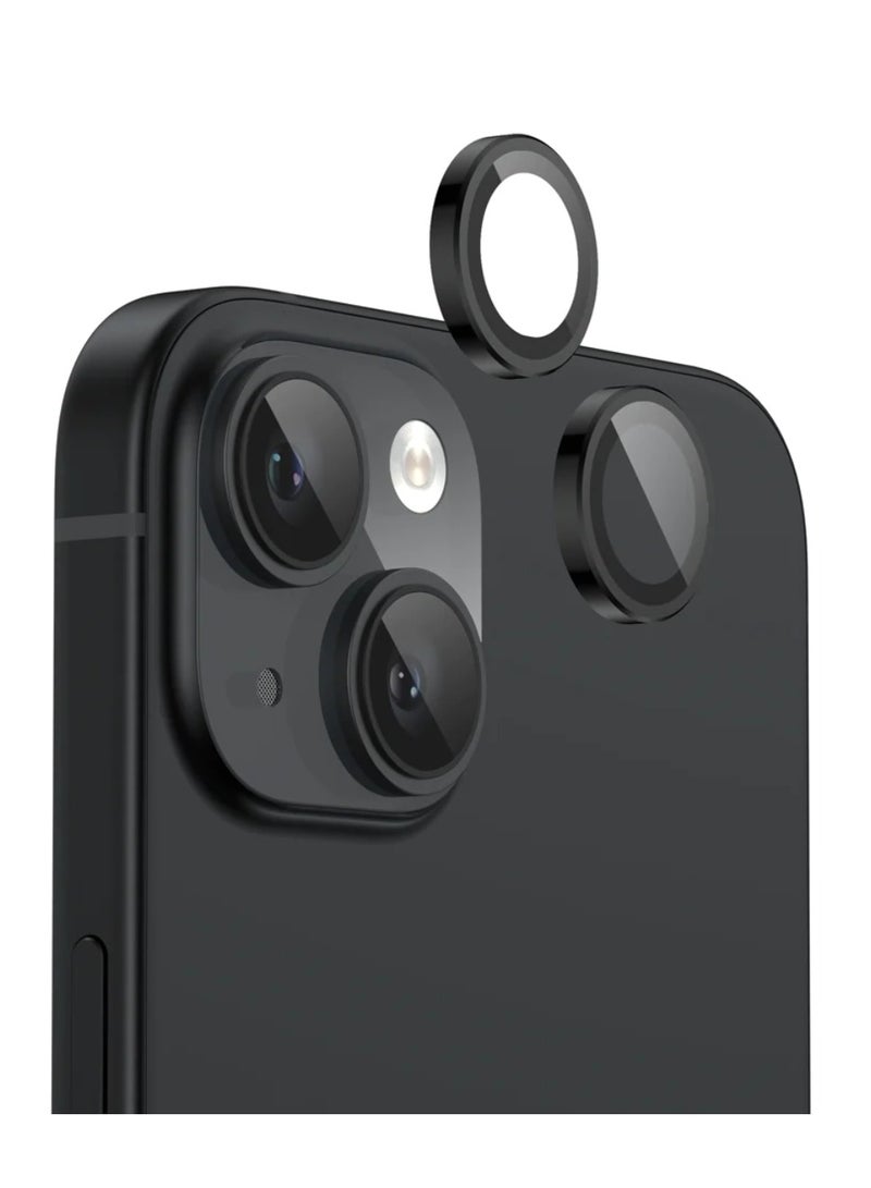 DIGI CORE iPhone 15 Camera Lens Protector Compatible With Apple iPhone Keep Original Camera HD Glass iPhone 15 Plus Camera Lens Protector (Black,15-15 Plus)