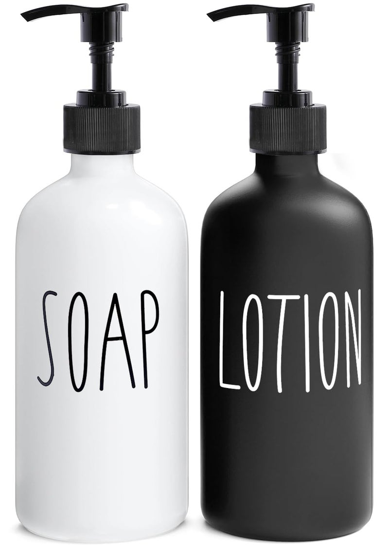 MOMEEMO Soap Dispenser Bathroom Set Contains Hand and Lotion Dispenser Suitable for Black and White Bathroom Decor Black  White