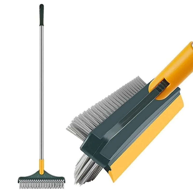Shuttle Art 3-in-1 Bathroom Cleaning Brush Long with Wiper | 180° Rotating Head Floor Scrub Cleaning Brushes | Long Handle Hard Bristles for Tiles, Bathroom, Kitchen & Floor Cleaning - Image 5