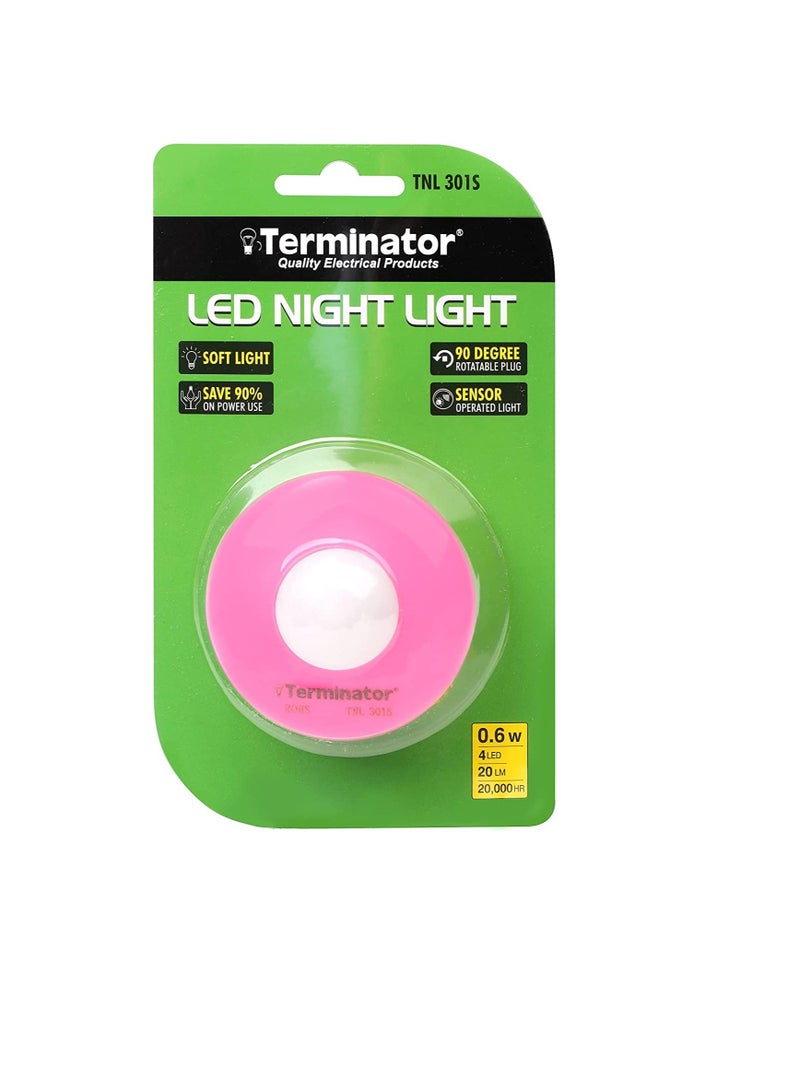 ترمينيتور مستشعر إضاءة ليلية LED من Terminator يعمل بقدرة 13 أمبير 110-220 فولت ضوء ناعم لغرفة النوم والمطبخ والممر والسلالم TNL301S (وردي) - Image 1