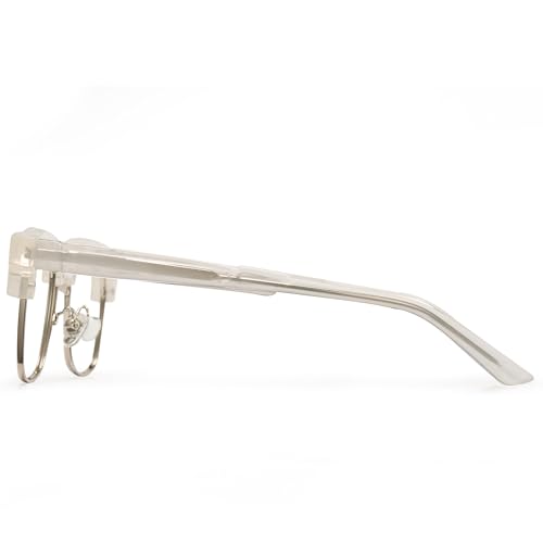 Cyxus Browline Frame Glasses Blue Light Glasses for Men Women UV Protection Lightweight Computer Glasses for Screen（8557T20 White） - Image 5