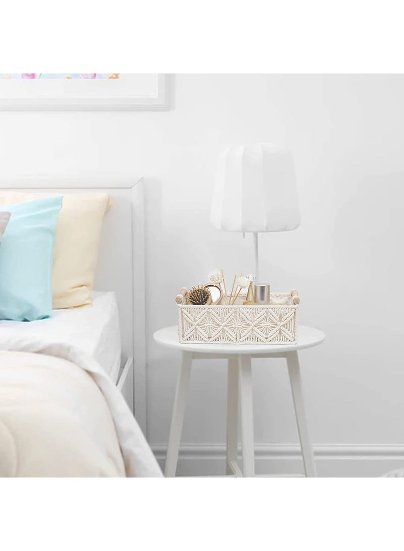 Zikra Macrame Storage Basket Decor Baskets for Organizing Woven Decorative Basket for Countertop Toilet Paper Basket for Toilet Shelf Basket with Handle for Bathroom Bedroom Livingroom Entryway (Set of 2) - Image 4