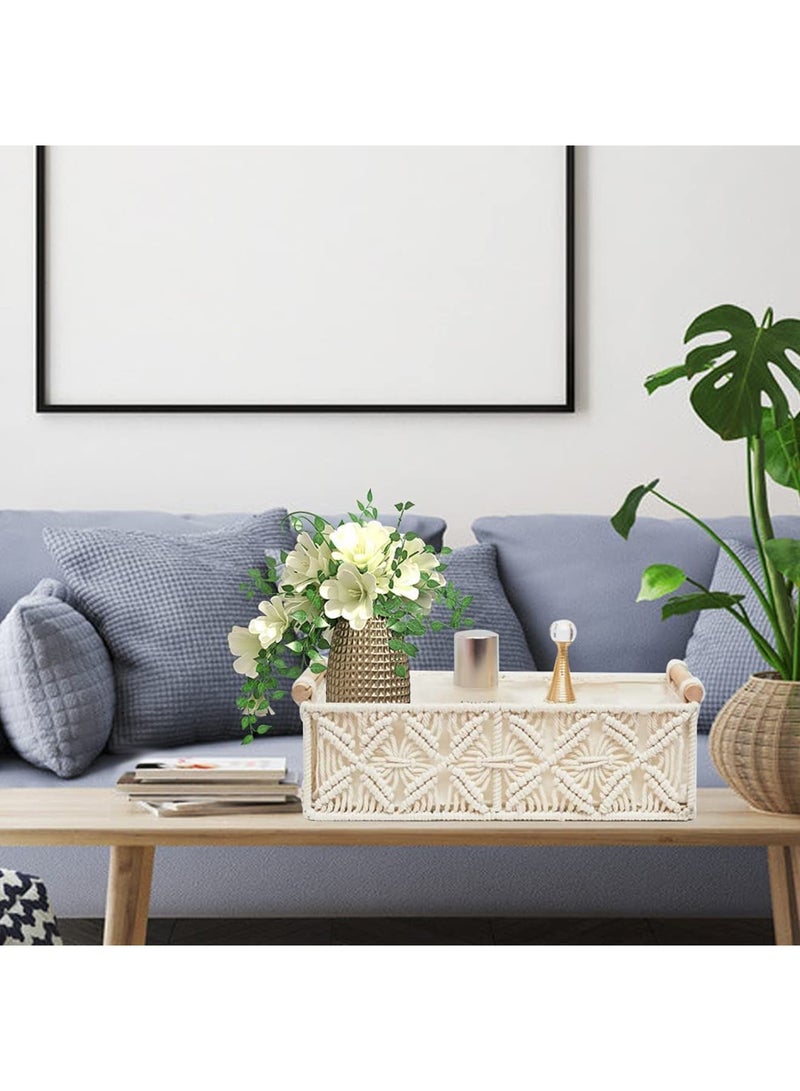 Zikra Macrame Storage Basket Decor Baskets for Organizing Woven Decorative Basket for Countertop Toilet Paper Basket for Toilet Shelf Basket with Handle for Bathroom Bedroom Livingroom Entryway (Set of 2) - Image 5