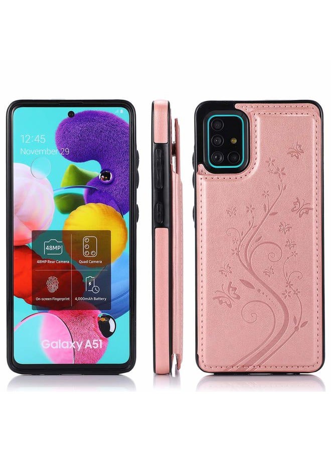 Asuwish Phone Case for Samsung Galaxy A51 4G with Tempered Glass Screen Protector and Card Holder Wallet Cover Stand Flip Leather Cell Accessories Glaxay A 51 Gaxaly M40S 51A A515F S51 Cases Women Rose Gold - Image 3