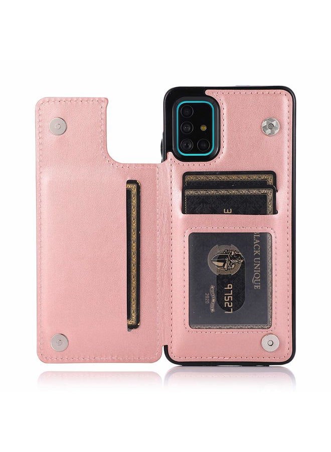 Asuwish Phone Case for Samsung Galaxy A51 4G with Tempered Glass Screen Protector and Card Holder Wallet Cover Stand Flip Leather Cell Accessories Glaxay A 51 Gaxaly M40S 51A A515F S51 Cases Women Rose Gold - Image 4