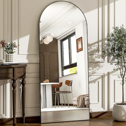 WISSMIELS 57 x 20 Arched Full Length Mirror Wall MountedFloor Mirror Aluminum Alloy Frame Full Body Mirrors for Bathroom Living Room Bedroom and EntrywayBlack - Image 1