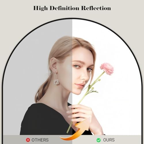 WISSMIELS 57 x 20 Arched Full Length Mirror Wall MountedFloor Mirror Aluminum Alloy Frame Full Body Mirrors for Bathroom Living Room Bedroom and EntrywayBlack - Image 3