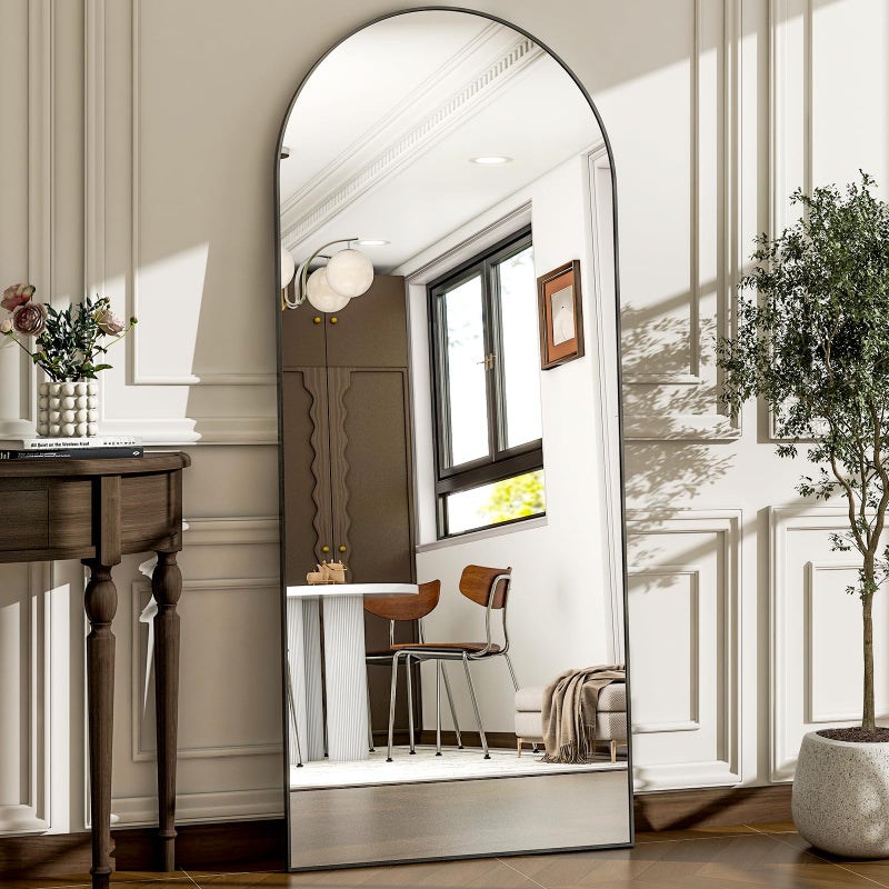 WISSMIELS 57 x 20 Arched Full Length Mirror Wall MountedFloor Mirror Aluminum Alloy Frame Full Body Mirrors for Bathroom Living Room Bedroom and EntrywayBlack - Image 2