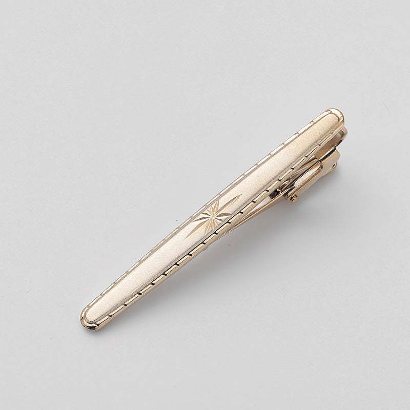 Sleek Dual-Tone Tie Clip for Mens Business Attire Oval flowers