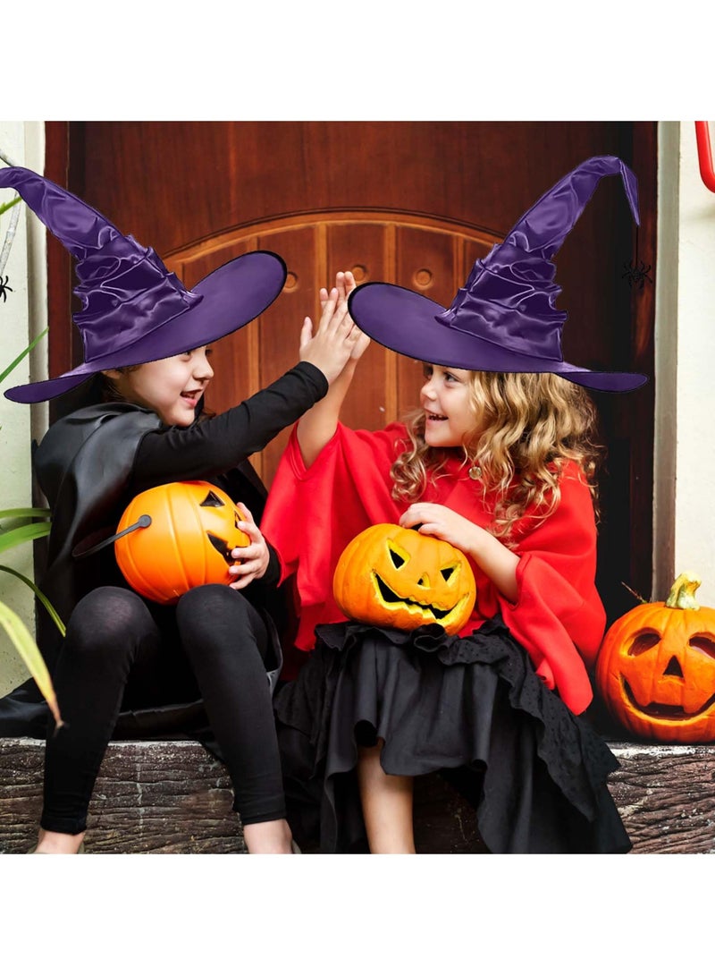Witch Hat Pleated Wizard Hat Spider Pendant High Hat Party Role Play Costume Props Halloween (Purple Spider) - Image 4