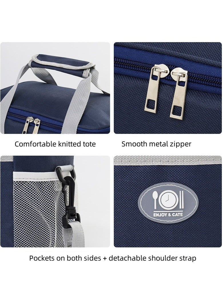 Jorunb Lunch Box Bag, Insulated Lunch Bag, Waterproof Lunch bags for Women, Man, Office, Work, School, Beach, Picnic, Fishing, Hiking, Travel, Thermal Leak-proof Cooler Tote Bag (Grey) - Image 2