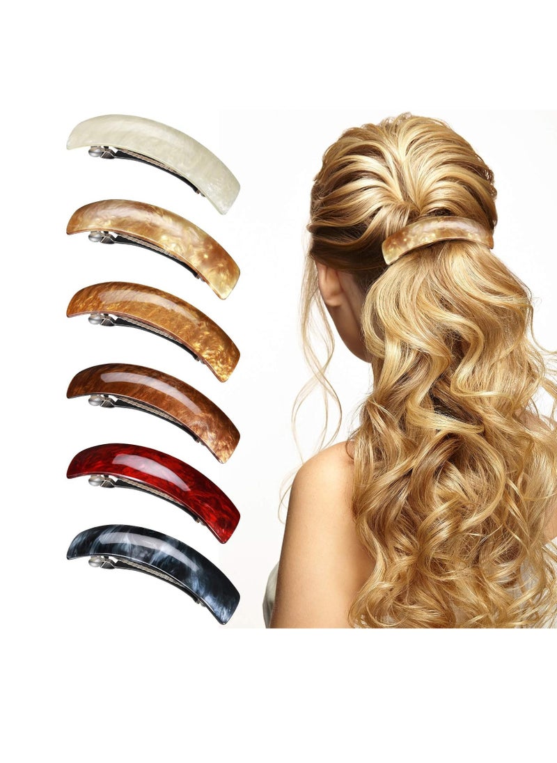 WILLBOND 6 Pieces Barrettes for Women Hair Clips Hair Accessories Large French Hair Pin Retro Hair Clasp, 6 Colors (Classic Pattern)  - Image 1
