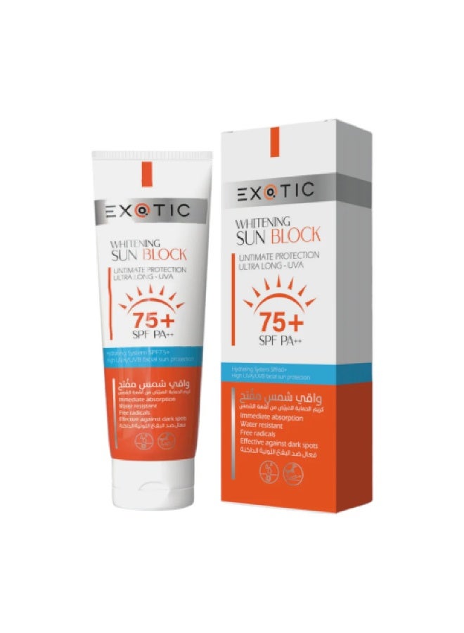 Exotic SPF 75+ PA+++ Whitening Sunblock and Brightening Sunscreen Cream (100ml)
