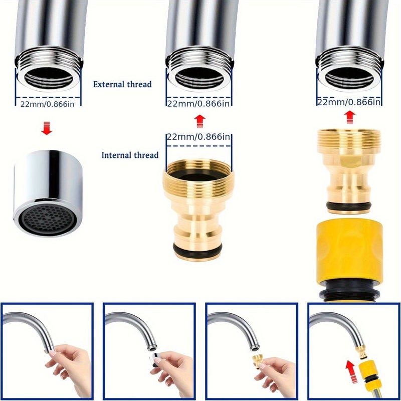 Universal Mixer Kitchen Hose Faucet Connector Adapter Kit With Quick Connector For Garden Hose And Kitchen Sink - Image 5