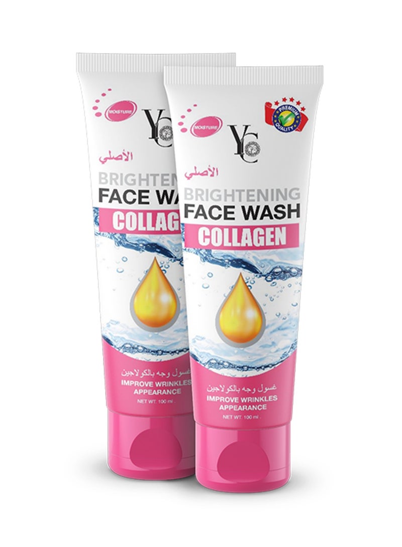 واي سي غسول الوجه للإشراق بالكولاجين 100 مل - 2 قطعة