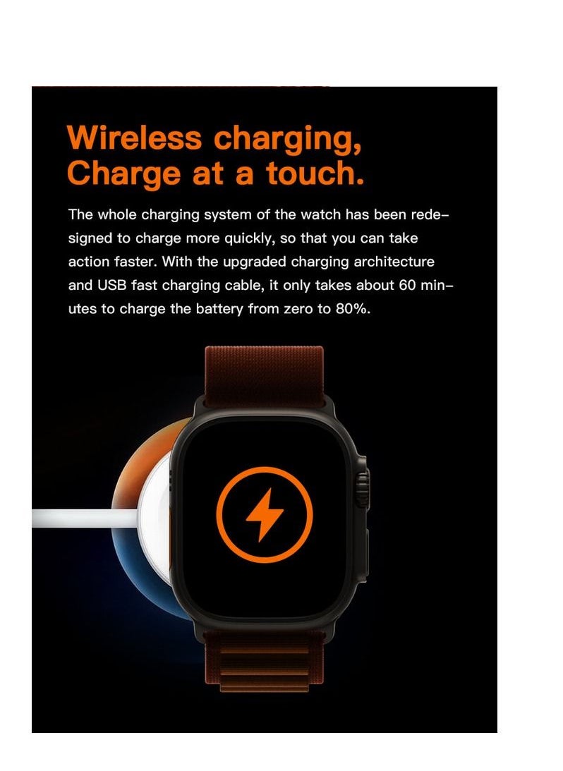 AROAQ - 220.0 mAh T900 Ultra Wireless Charging New Features Super Fast Latest Smart Watch Orange Orange - Image 1
