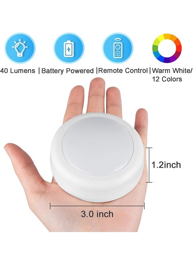 DUNISO 6 Pcs Puck Lights with 2 Remote Control, LED Under Cabinet Lighting Wireless, Battery Operated Wireless Night Lights, Space Saving, Energy Conservation,for Closet, Kitchen, Wall, Counter,White - Image 3