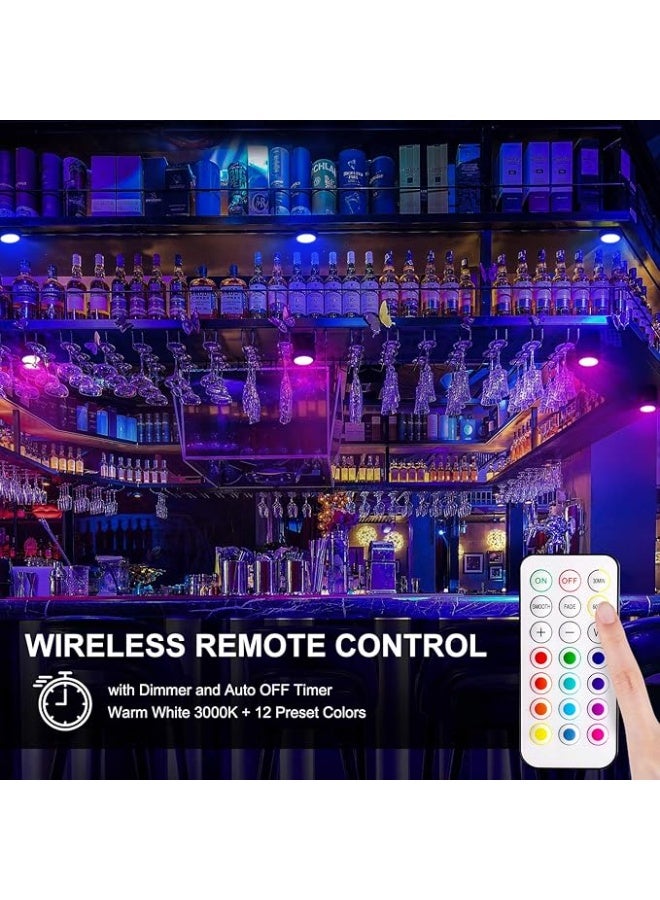 DUNISO 6 Pcs Puck Lights with 2 Remote Control, LED Under Cabinet Lighting Wireless, Battery Operated Wireless Night Lights, Space Saving, Energy Conservation,for Closet, Kitchen, Wall, Counter,White - Image 2