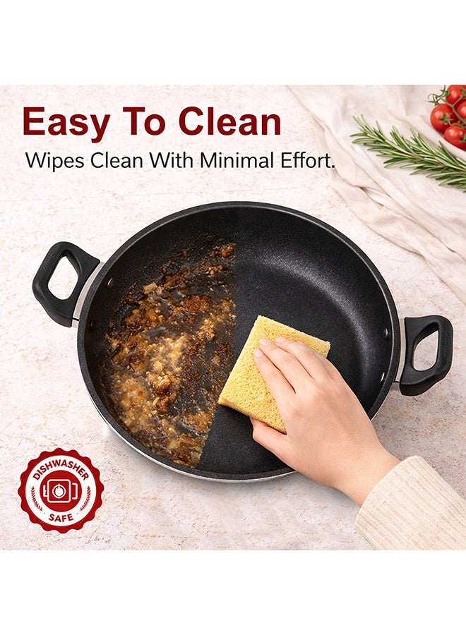 Sonex Cooking Wok With Glass Lid 32 cm & 5.5 Ltr, Teflon Non-Stick Coating PFOA Free & Bakelite Heat Resistant Handle, Durable, Long Lasting Construction, Even Heating, Easy to Clean - Image 5