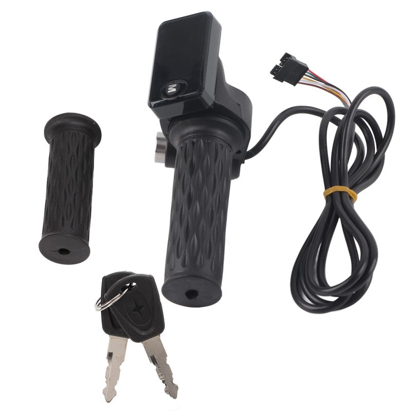Generic BOROCO Ebike Throttle,1 Pair Electric Bike Throttle Grip,LCD Screen Twist Throttle Accelerator,Handle Grips with Cable and Key Knock for Electric Bike - Image 1