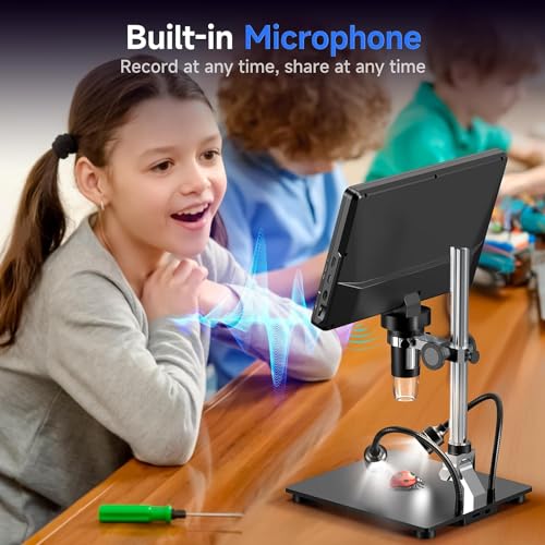 MICROWARE 10.1" LCD HDMI Digital Microscope, 2000X Coin Microscope with IPS Screen, 20MP Soldering Micro-Scope for Electronics with 10.4'' Longer Stand,Compatible with PC/TV,32GB - Image 3
