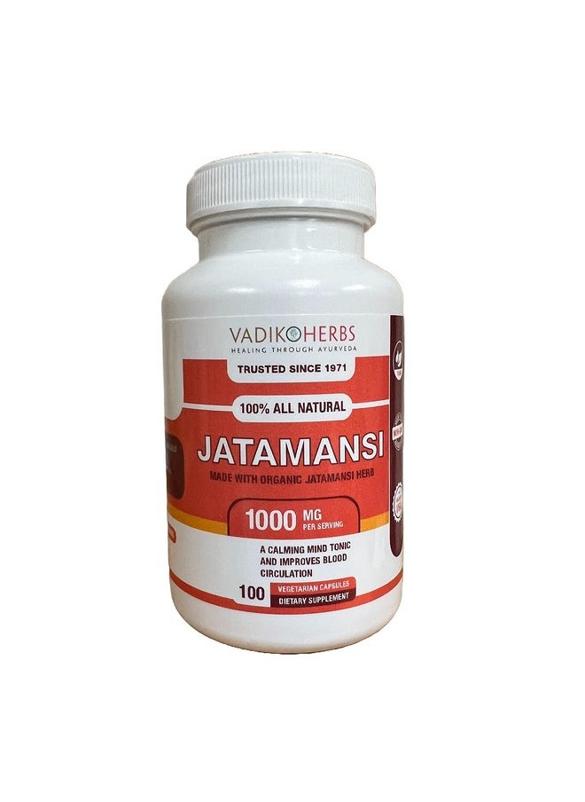 Vadik Herbs - Certified Organic Jatamansi Spikenard Root (Nardostachys Jatamansi) Powder(100 Vegicaps)Made With Potent Extract Powder1 Cap Daily ~ Over 3 Month Supply - Image 1