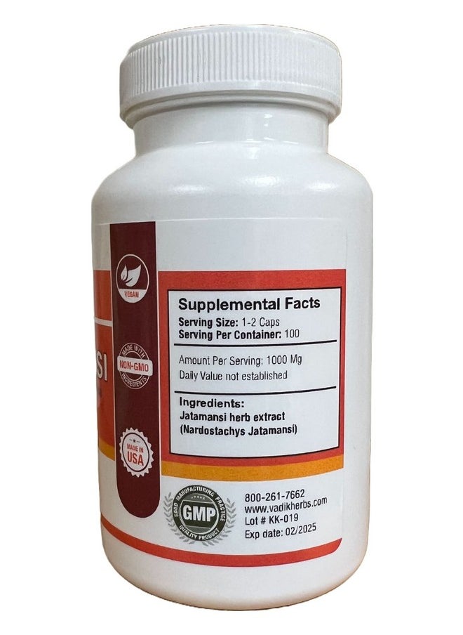 Vadik Herbs - Certified Organic Jatamansi Spikenard Root (Nardostachys Jatamansi) Powder(100 Vegicaps)Made With Potent Extract Powder1 Cap Daily ~ Over 3 Month Supply - Image 1
